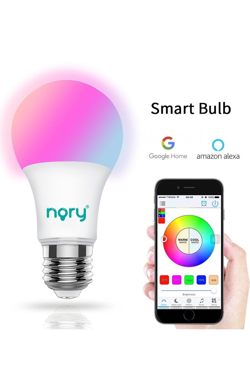 Nory Smart Bulb 9W – Multi-Color LED Light – App Control – Wi-Fi – Remote Control via Smartphone – E27 – Compatible with Google Home - Image 1