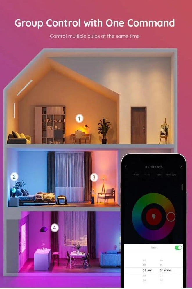 Nory Smart Bulb 9W – Multi-Color LED Light – App Control – Wi-Fi – Remote Control via Smartphone – E27 – Compatible with Google Home - Image 4