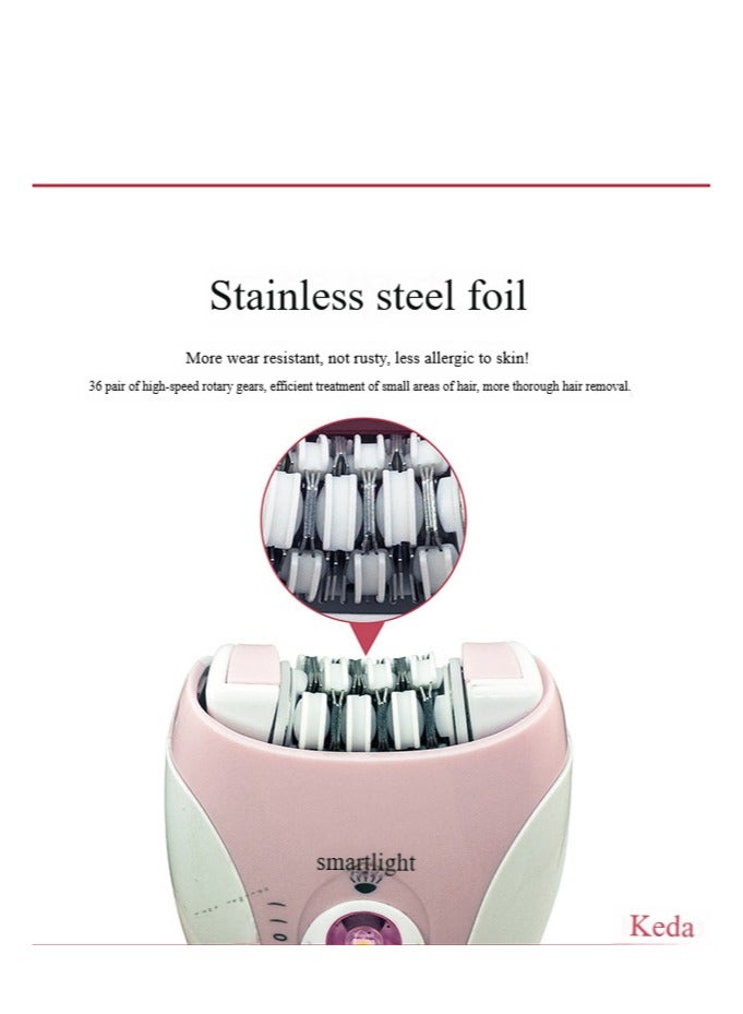 Keda USB Rechargeable Epilator Shaver Callus Remover Clipper KD-216 Pink/White - Image 2