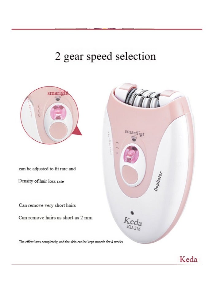Keda USB Rechargeable Epilator Shaver Callus Remover Clipper KD-216 Pink/White - Image 3