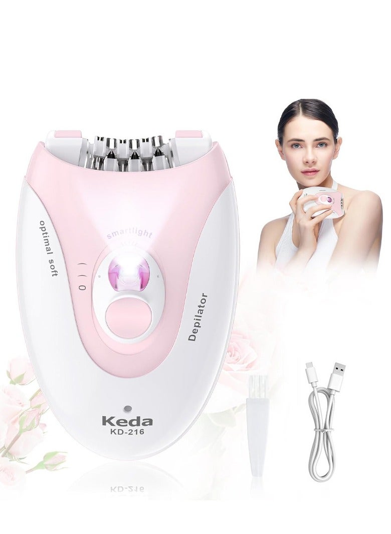 Keda USB Rechargeable Epilator Shaver Callus Remover Clipper KD-216 Pink/White - Image 1