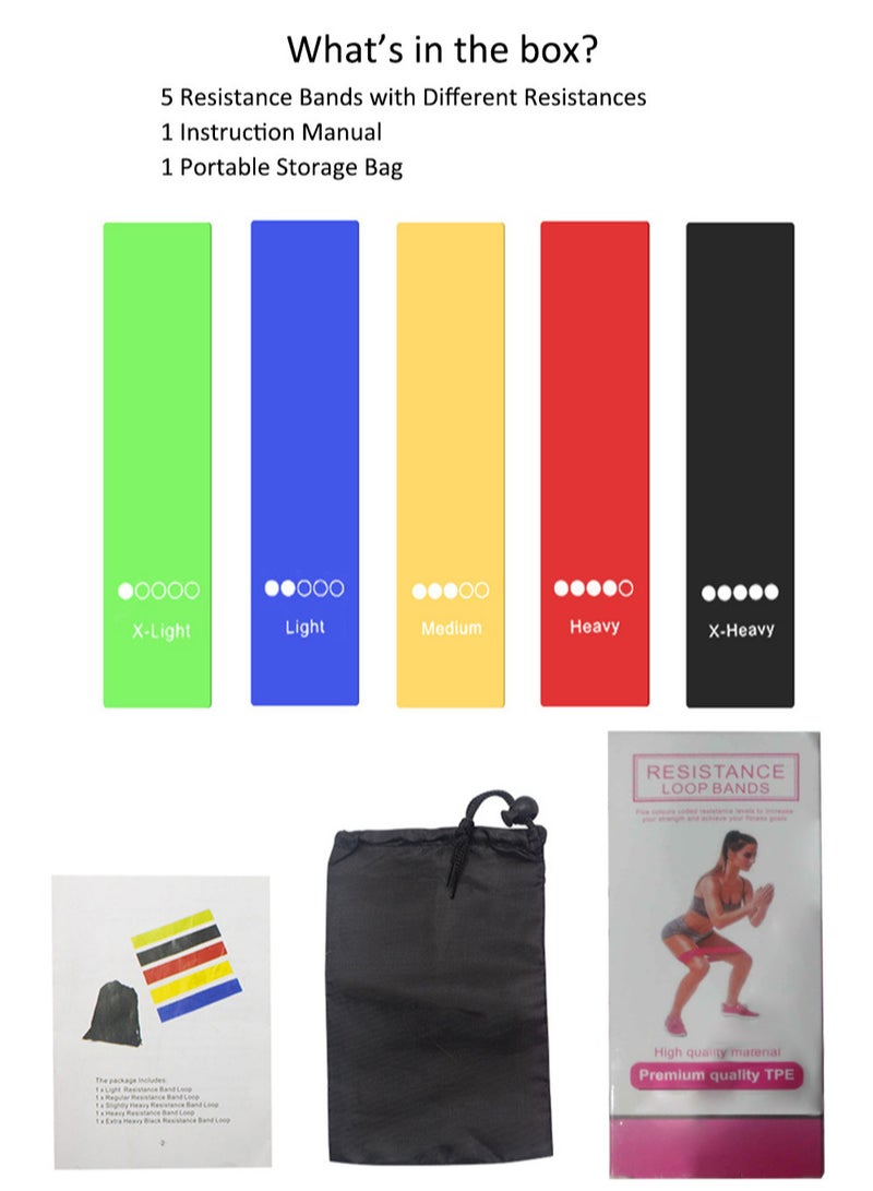 MissTiara Set of 5 Crossfit Yoga Fitness Resistance Bands - Image 2