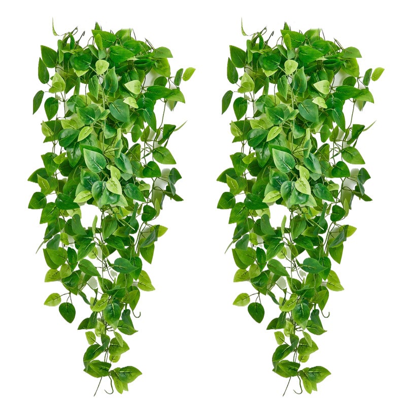 Freyalife Fake Hanging Plants Vines(2pcs)for Room Decor, Artificial Ivy Greenery Garlands for Home Bedroom Living Aesthetic Kitchen Office Wall Patio Bookshelf,Indoor,Outdoor Farmhouse Decorations(No flowerpot) - Image 1