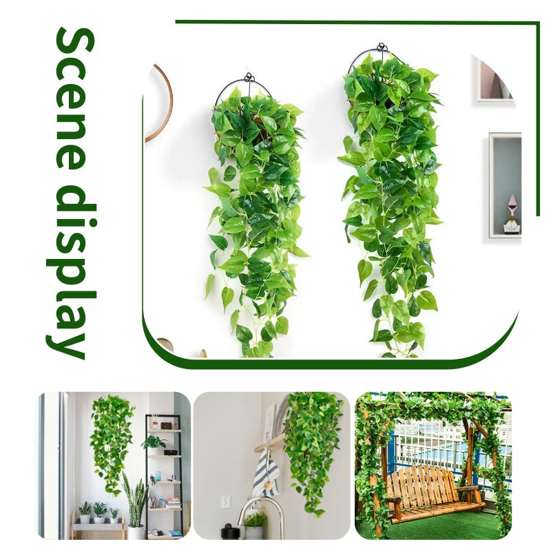 Freyalife Fake Hanging Plants Vines(2pcs)for Room Decor, Artificial Ivy Greenery Garlands for Home Bedroom Living Aesthetic Kitchen Office Wall Patio Bookshelf,Indoor,Outdoor Farmhouse Decorations(No flowerpot) - Image 4