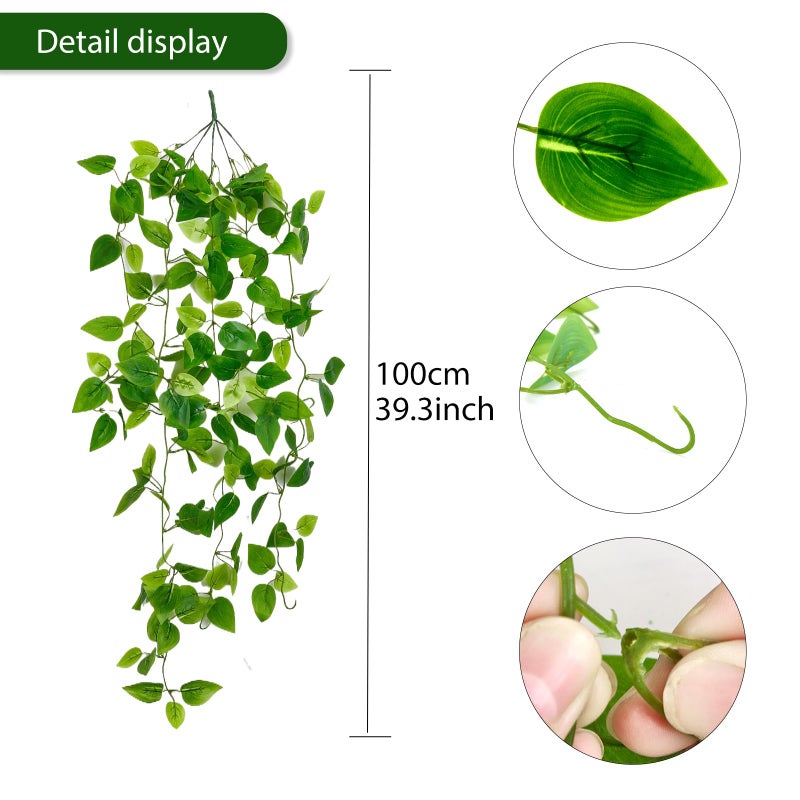 Freyalife Fake Hanging Plants Vines(2pcs)for Room Decor, Artificial Ivy Greenery Garlands for Home Bedroom Living Aesthetic Kitchen Office Wall Patio Bookshelf,Indoor,Outdoor Farmhouse Decorations(No flowerpot) - Image 2