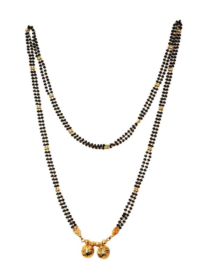 JHB 30 inch jewellery's Traditional Temple Forming One Gram Gold Stylish Maharashtrian Wati Mangal sutra Long Set Tanmaniya Black Vati Mangalsutra For Women - Image 1
