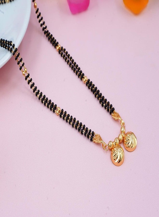 JHB 30 inch jewellery's Traditional Temple Forming One Gram Gold Stylish Maharashtrian Wati Mangal sutra Long Set Tanmaniya Black Vati Mangalsutra For Women - Image 3