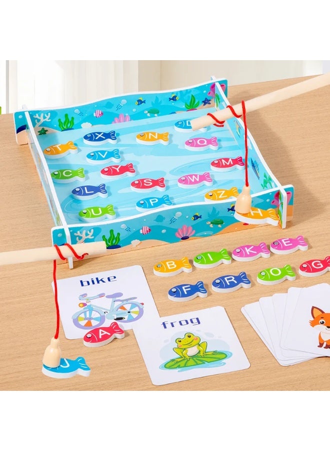 F.A.M.S Magnetic Fishing Alphabet Game for Kids – A-Z Wooden Letters, Word Matching Cards, Educational Montessori Toy for Toddlers 3+, Hand-Eye Coordination, Learning & Spelling Activity Set - Image 4