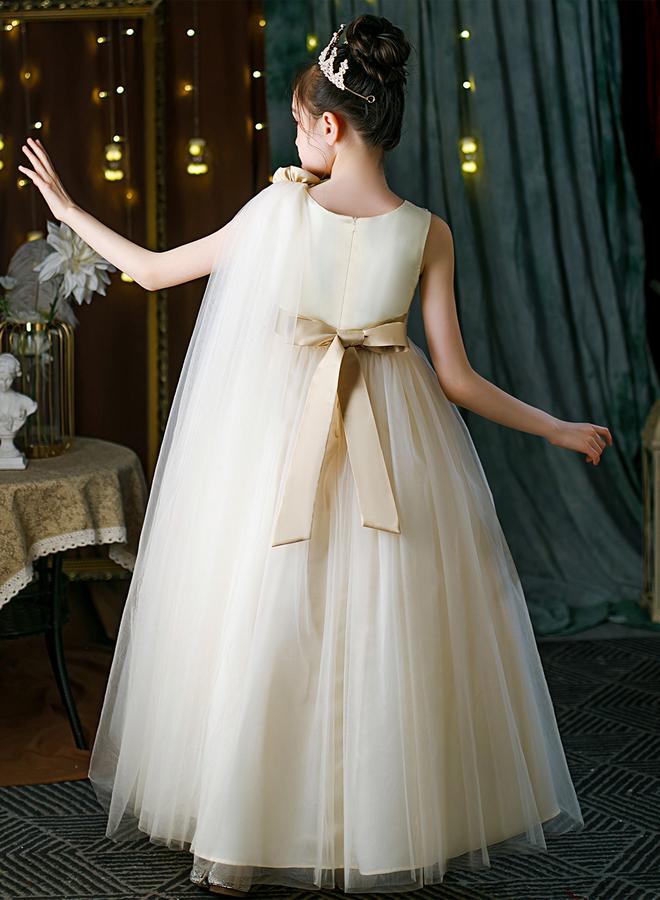 Take Two Cream Embellished Bow Detail Mesh Party Dress - Image 5