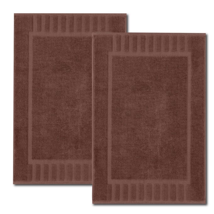 LUXURY BATH MAT FLOOR TOWEL SET ABSORBENT COTTON HOTEL SPA SHOWERBATHTUB MATS NOT A BATHROOM RUG 22X34 2 PACK BROWN