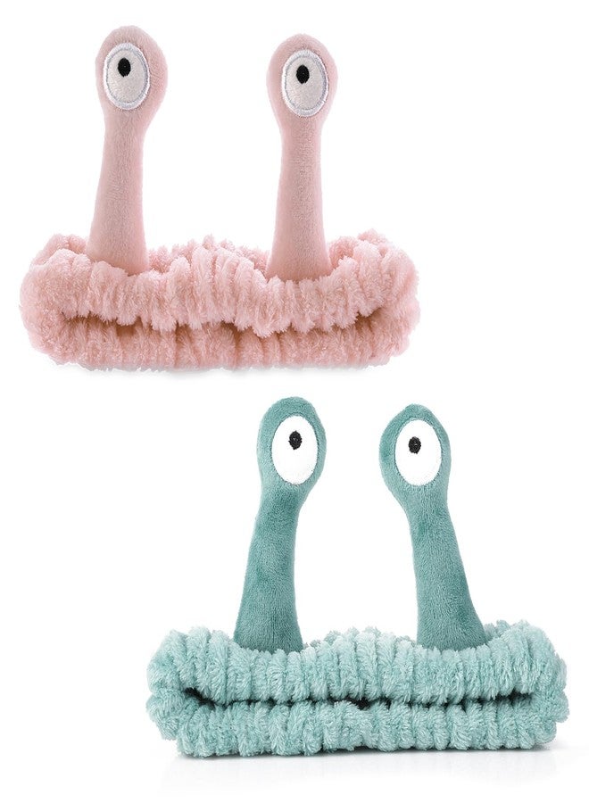 مولين قطعتان من ربطات شعر غسل الوجه بتصميمات النخيل والحلزون، ربطات شعر سبا، ربطات شعر للمكياج، ربطات شعر نسائية كرتونية لطيفة من الصوف المرجاني، ربطات شعر مرنة، إكسسوارات شعر إبداعية لغسل الوجه والاستحمام والرياضة والعناية بالبشرة (وردي) - Image 1