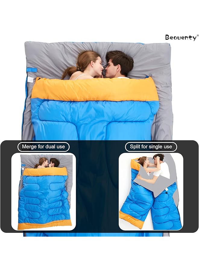 Beauenty Double Sleeping Bag For Men And Women Thickened Waterproof Backpacking Sleeping Bag For Warm And Cool Weather Portable Outdoor Camping Gear For Traveling Hiking Fishing Picnic  - Image 5