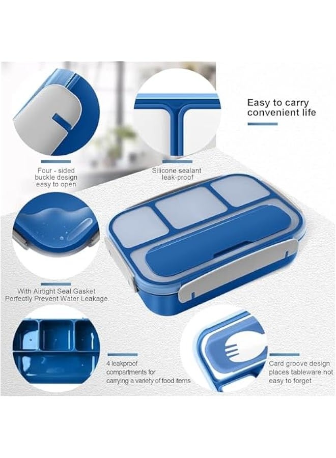 TRASSLE 1300ML Lunch Box Kids, Bento Box Adult Lunch Box, Lunch Containers for Adults/Kids/Toddler,With 4 Compartment,Microwave & Dishwasher & Freezer Safe,BPA Free  - Image 2