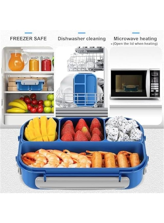 TRASSLE 1300ML Lunch Box Kids, Bento Box Adult Lunch Box, Lunch Containers for Adults/Kids/Toddler,With 4 Compartment,Microwave & Dishwasher & Freezer Safe,BPA Free  - Image 3