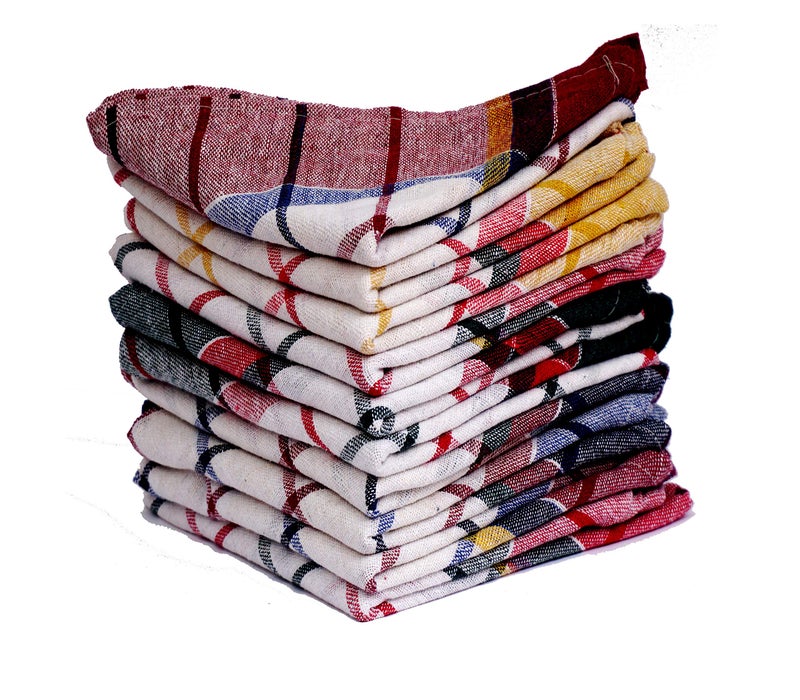 Space Fly 100% Cotton Multipurpose Kitchen Napkin and Cleaning in Multi Color Striped Set of 10 (Size:20X20inch) (Checkered) - Image 1