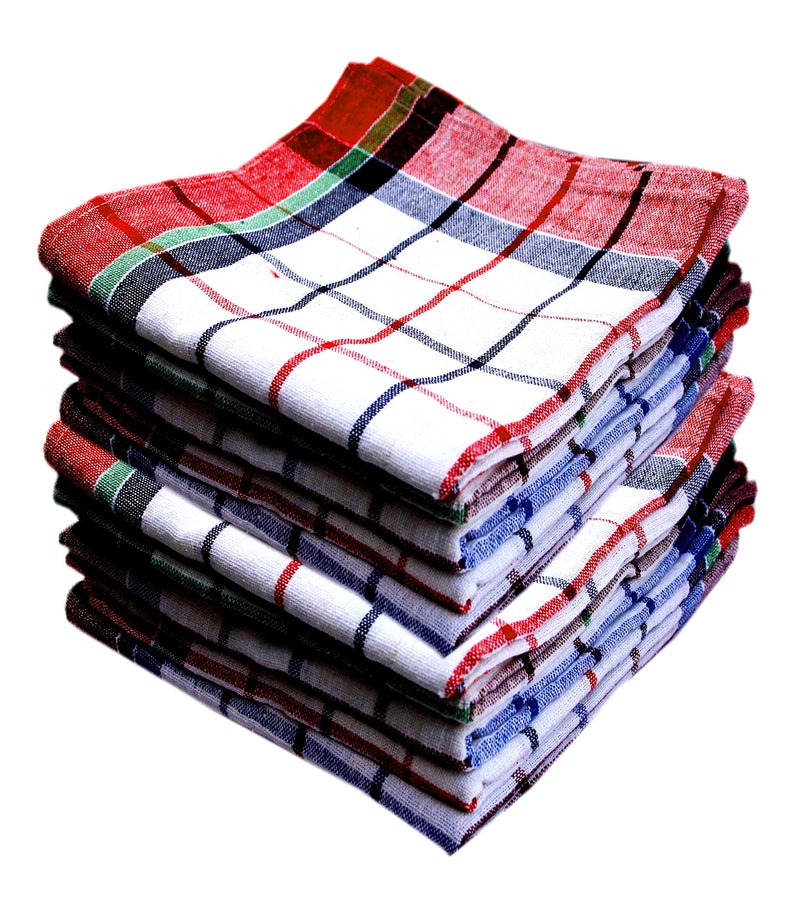 Space Fly 100% Cotton Multipurpose Kitchen Napkin and Cleaning in Multi Color Striped Set of 10 (Size:20X20inch) (Checkered) - Image 2