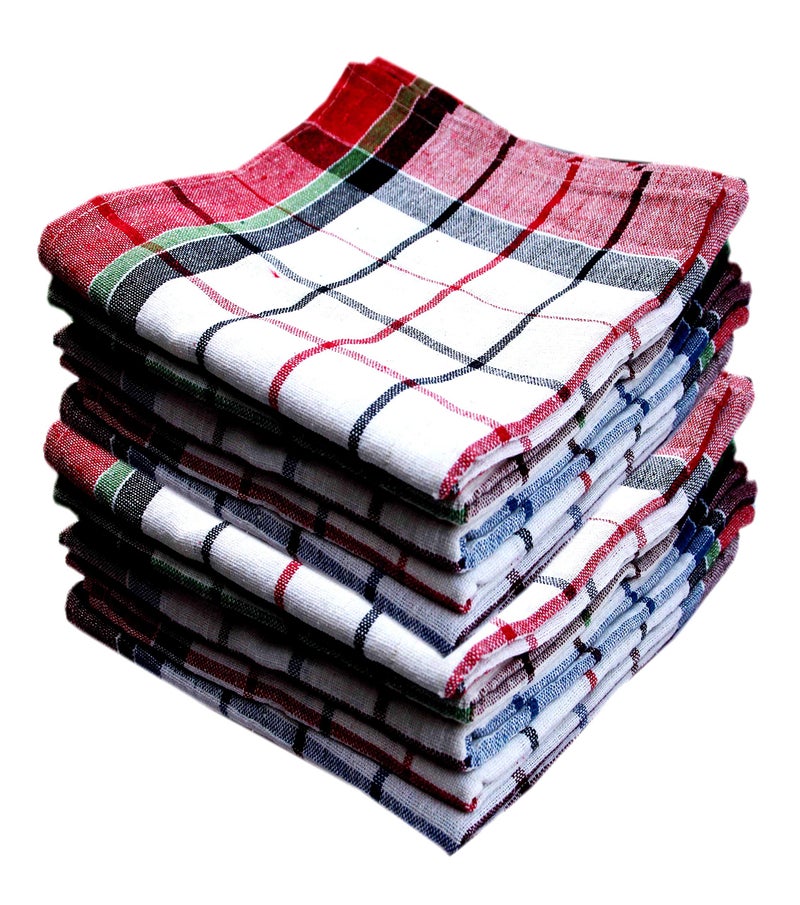 Space Fly 100% Cotton Multipurpose Kitchen Napkin and Cleaning in Multi Color Striped Set of 10 (Size:20X20inch) (Checkered) - Image 4