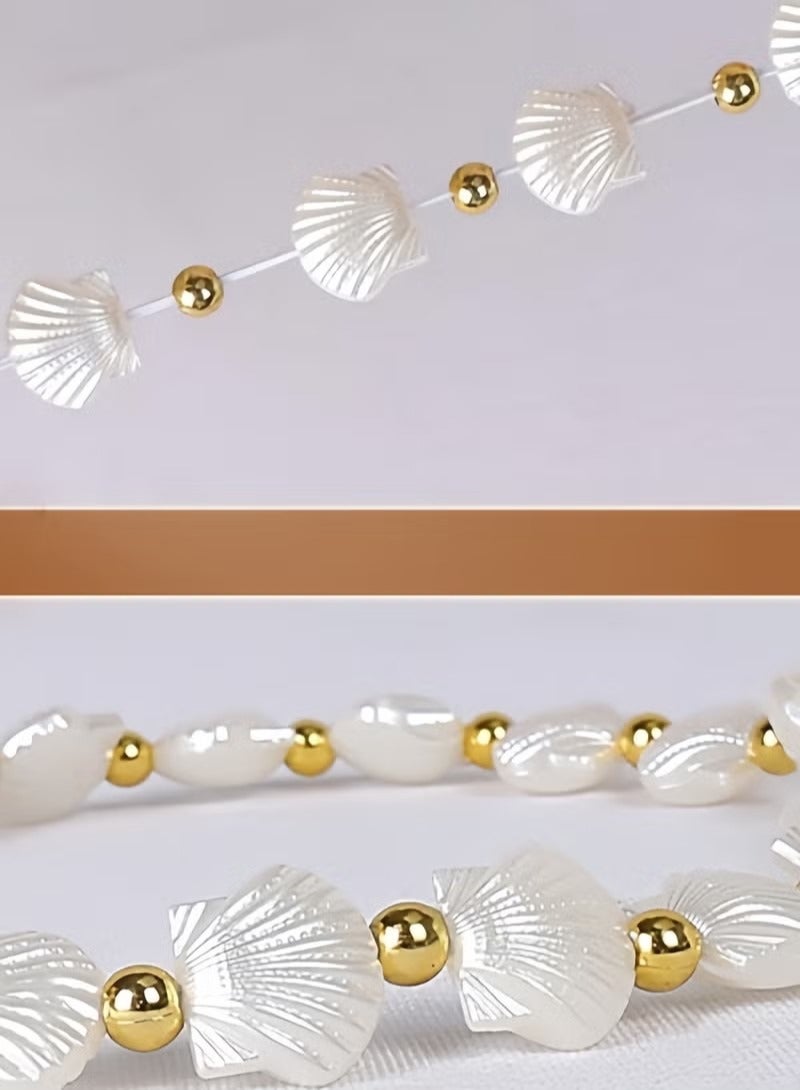 Shell Magnetic Curtain Tie Backs, Set of 2 Shell Magnetic Curtain Tie Backs, Magnetic Curtain Tie Backs with Double Elastic Cords for Thin or Thick Home Hotel Office Curtains (White) - Image 2