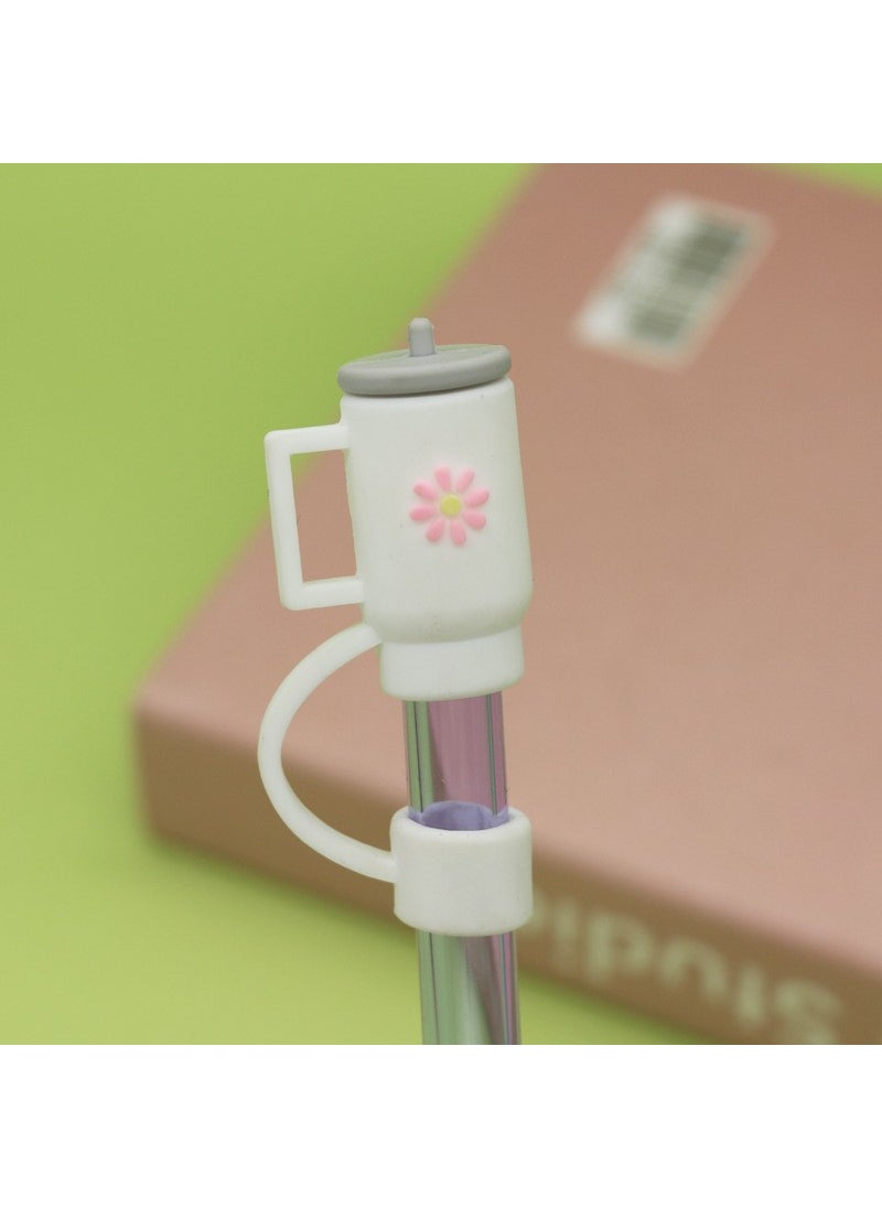 Generic 1 x 5 pcs Silicone Straw Cap Flower Cloud Cartoon for Stanley Cup Dustproof Cover 10mm white cup