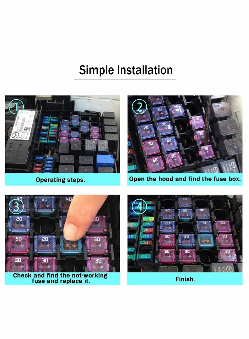 Loquat Box Fuse Assortment Kit, 30Pcs Automotive Combination Profile Box Fuse for Cars - Image 4