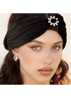 Ettika Headband For Women Hair Accessory Velvet Headband With Crystal Ring In Black Fabric Hair Accessories  - Image 2