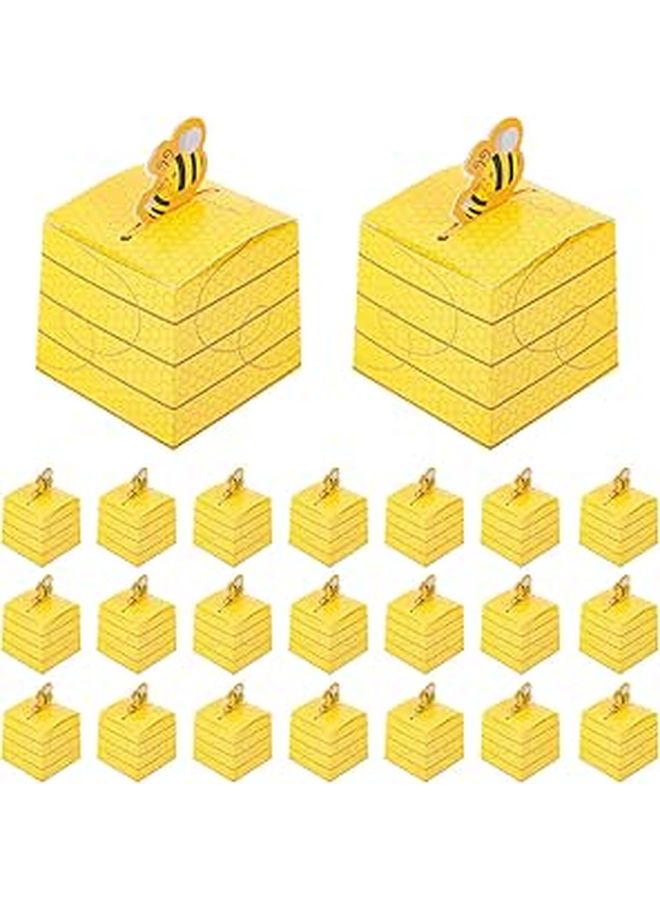 Small Folding Paper Cake Cookie Boxes 50pcs Bee Theme Party Favor Packaging - Image 1