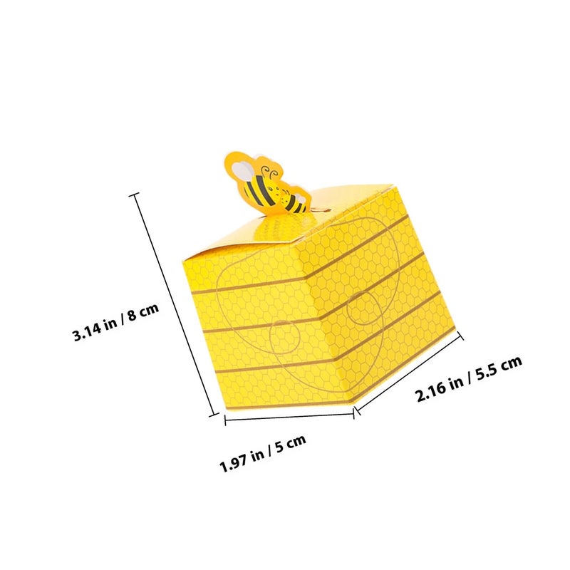 Small Folding Paper Cake Cookie Boxes 50pcs Bee Theme Party Favor Packaging - Image 3