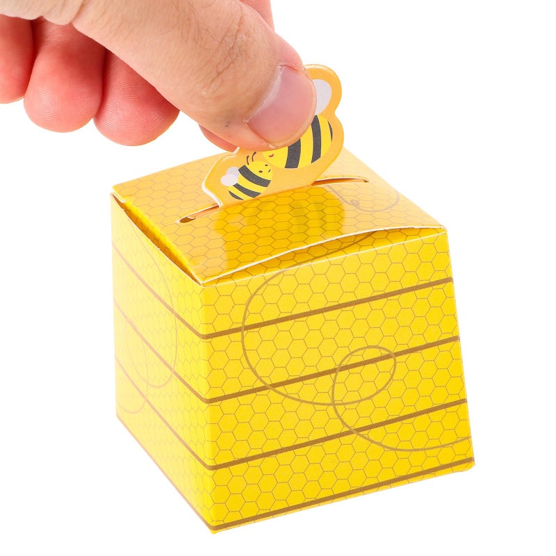 Small Folding Paper Cake Cookie Boxes 50pcs Bee Theme Party Favor Packaging - Image 5