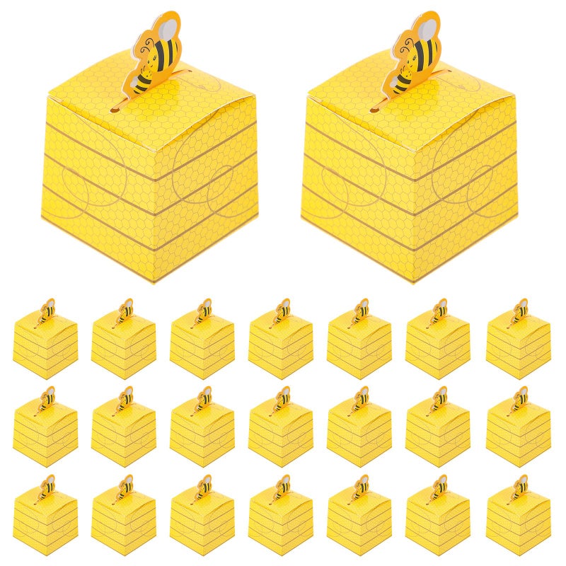 Small Folding Paper Cake Cookie Boxes 50pcs Bee Theme Party Favor Packaging - Image 2