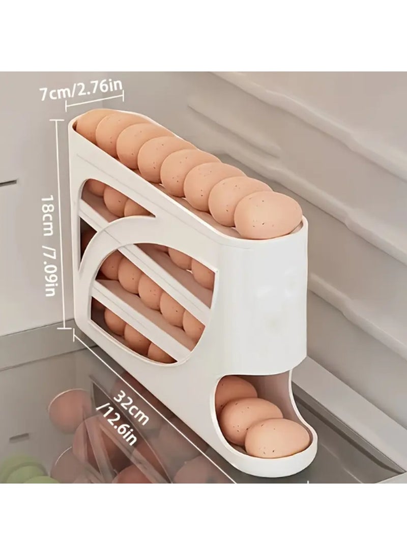 Kimaya 4-Tier Egg Holder & Rolling Dispenser 30-Egg Capacity, Egg Storage for Refrigerator, Automatic Egg Rolling Holder Organizer For Fridge Space Saving, Suitable for Refrigerator Side Door. - Image 5