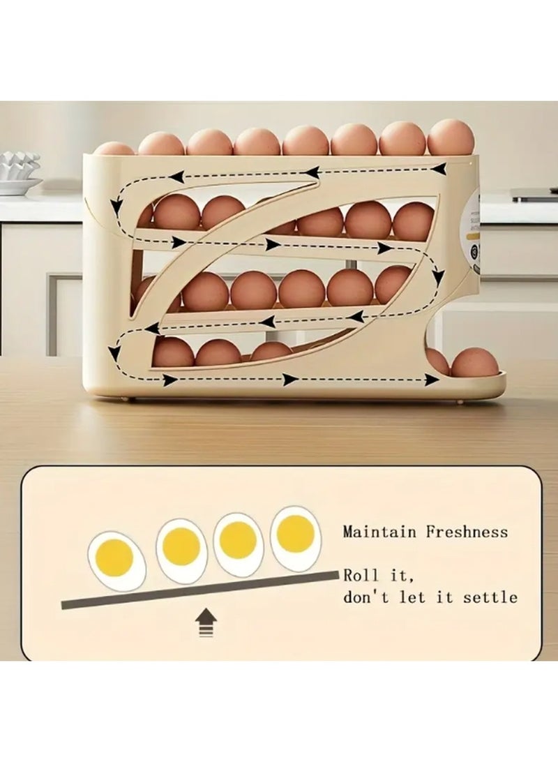 Kimaya 4-Tier Egg Holder & Rolling Dispenser 30-Egg Capacity, Egg Storage for Refrigerator, Automatic Egg Rolling Holder Organizer For Fridge Space Saving, Suitable for Refrigerator Side Door. - Image 4
