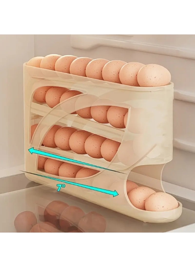 Kimaya 4-Tier Egg Holder & Rolling Dispenser 30-Egg Capacity, Egg Storage for Refrigerator, Automatic Egg Rolling Holder Organizer For Fridge Space Saving, Suitable for Refrigerator Side Door. - Image 3