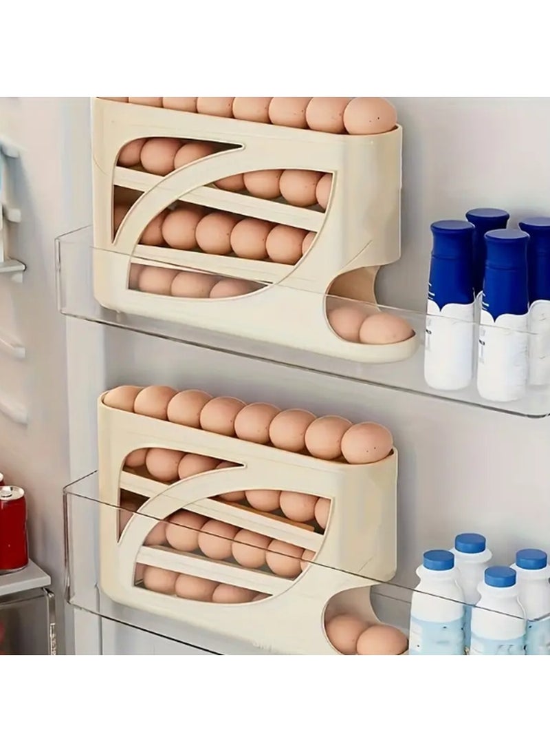 Kimaya 4-Tier Egg Holder & Rolling Dispenser 30-Egg Capacity, Egg Storage for Refrigerator, Automatic Egg Rolling Holder Organizer For Fridge Space Saving, Suitable for Refrigerator Side Door. - Image 2
