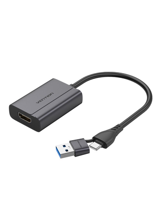 VENTION USB-C + USB-A to HDMI Adapter 0.15M Gray Aluminum Alloy Type Model# ACYHB - Image 1
