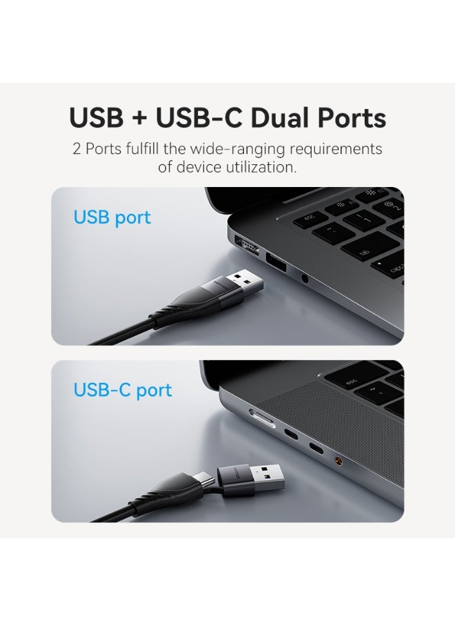 VENTION USB-C + USB-A to HDMI Adapter 0.15M Gray Aluminum Alloy Type Model# ACYHB - Image 3