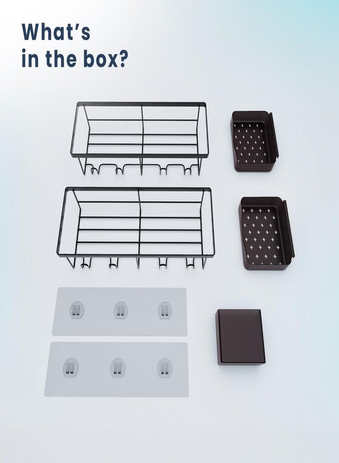Sben Shower Caddy Adhesive, Rustproof Organizer, 5 Pack Rustproof Bathroom Shelves, Large Capacity No-Drill, Rack Storage Accessories with 2 Soap Dish, Toothbrush Holder and 8 Hooks Home Decor Black - Image 3