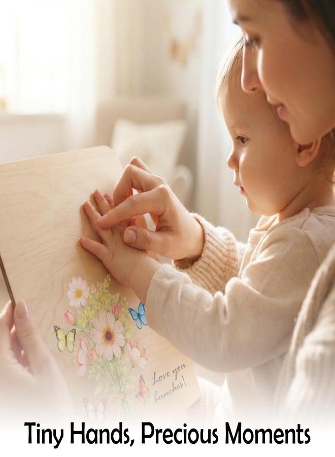 KATINAT Flower Handprint Plaque For Mother's Day, Gifts for Grandma and Mom From Kid, Unique Mothers Day Gifts From Daughter, Kids Craft Kit Handprint Wooden 7x10 or 9x12 inchs (7x10 inchs) - Image 4