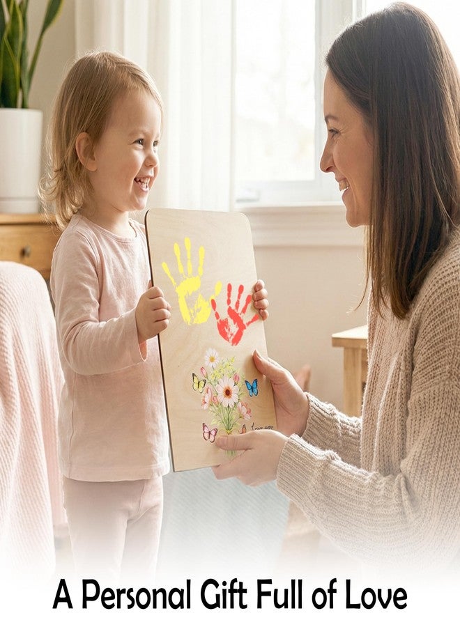 KATINAT Flower Handprint Plaque For Mother's Day, Gifts for Grandma and Mom From Kid, Unique Mothers Day Gifts From Daughter, Kids Craft Kit Handprint Wooden 7x10 or 9x12 inchs (7x10 inchs) - Image 5
