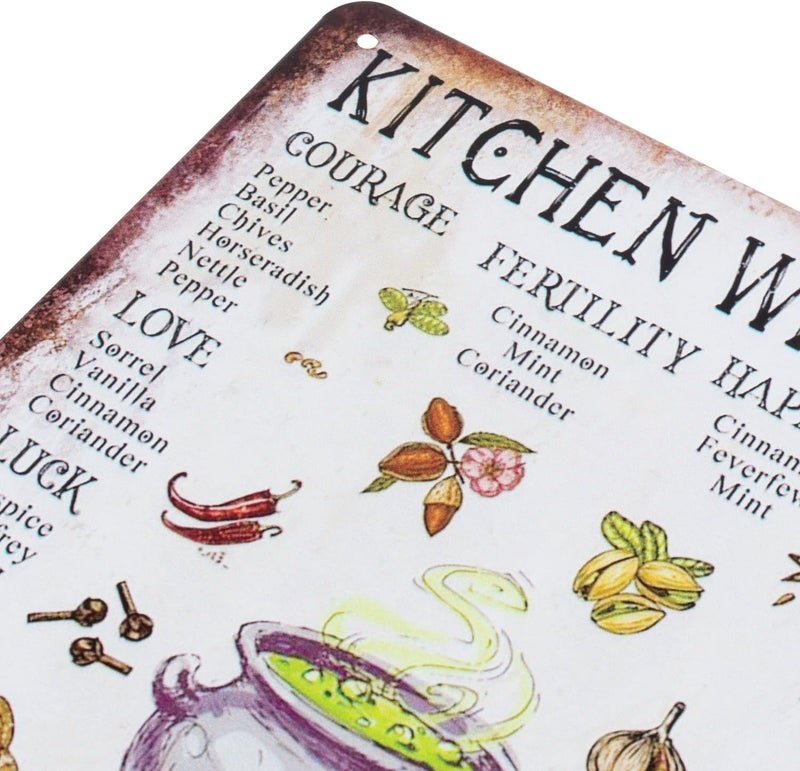 ERLOOD Kitchen Witchery Metal Decor Rustic Antique Decorations Witches Magic Knowledge Kitchen For Home HappinessTin Signs 8 x 12 - Image 2
