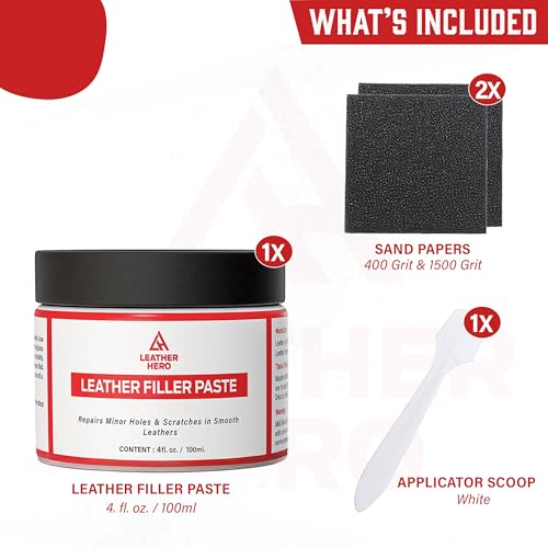 Leather Hero Leather Filler for Filling or Repairing Holes, Tears, Cracks, Scratches, for Leather Car Seats, Furniture, Shoes- Flexible with Applicator (100mL) - Image 4