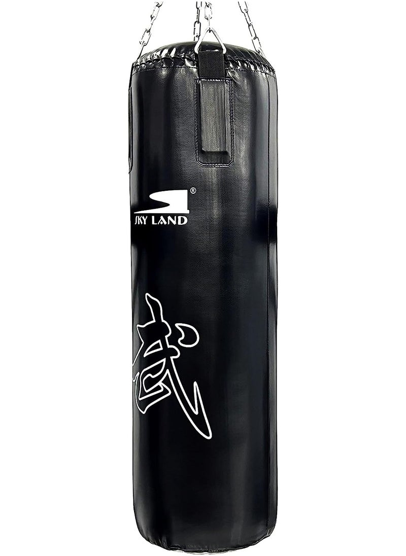 Sky Land - Punching Bag with Chain & Heavy-Duty PU Leather Hanging Bag (Filled) | Boxing Bag for Kickboxing, Karate, Muay Thai for Adults/Kids, Black - Image 1