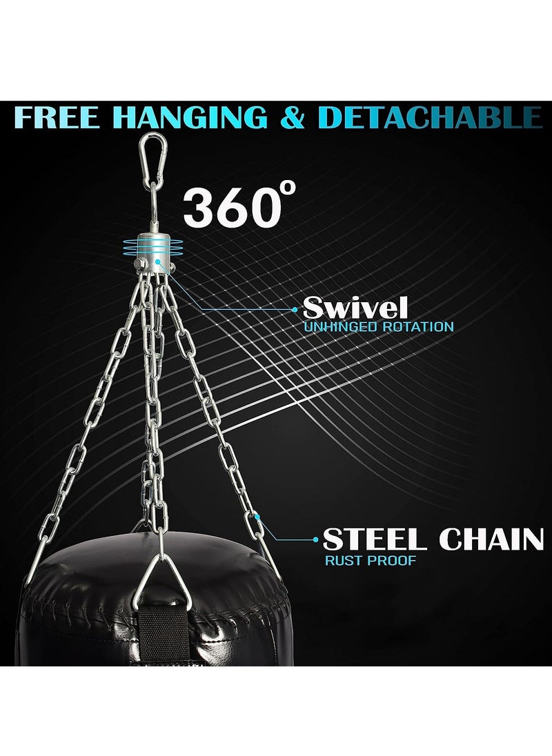 Sky Land - Punching Bag with Chain & Heavy-Duty PU Leather Hanging Bag (Filled) | Boxing Bag for Kickboxing, Karate, Muay Thai for Adults/Kids, Black - Image 1
