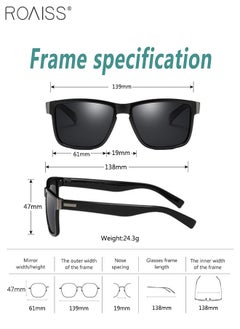 roaiss Men's Polarized Square Sunglasses, UV400 Protection Sun Glasses with PC Frame, Fashion Anti-Glare Sunglasses for Men Driving, Fishing, Traveling, 61mm  - Image 4