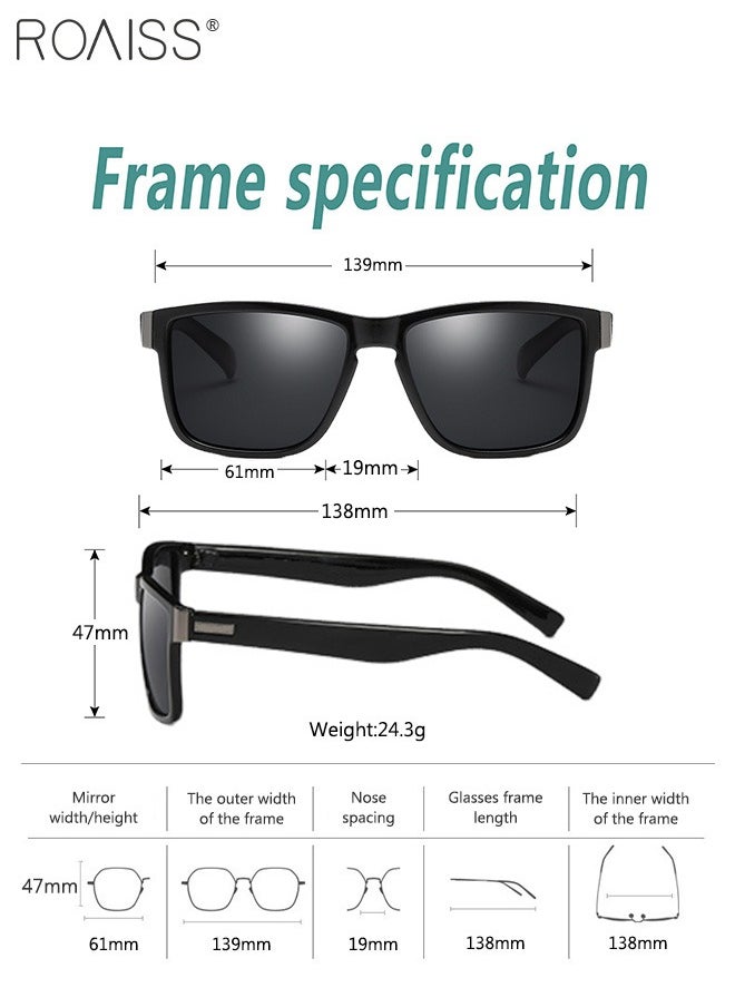 roaiss Men's Polarized Square Sunglasses, UV400 Protection Sun Glasses with PC Frame, Fashion Anti-Glare Sunglasses for Men Driving, Fishing, Traveling, 61mm  - Image 4