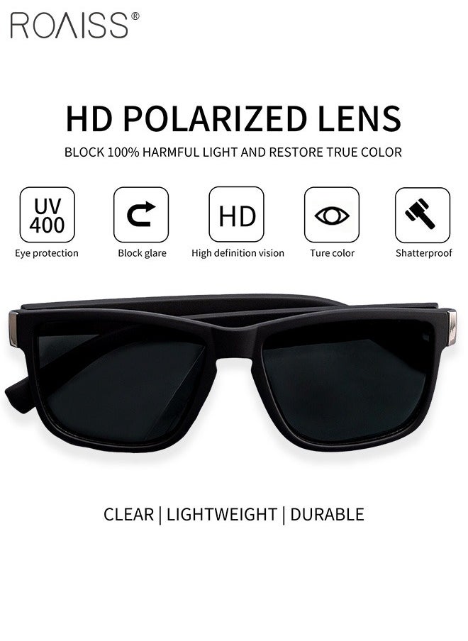 roaiss Men's Polarized Square Sunglasses, UV400 Protection Sun Glasses with PC Frame, Fashion Anti-Glare Sunglasses for Men Driving, Fishing, Traveling, 61mm  - Image 5