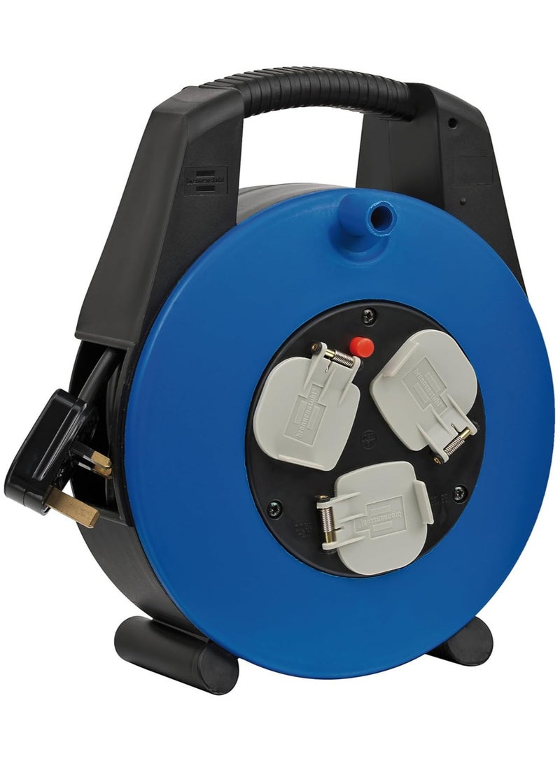 Brennenstuhl Vario Line 3-way socket cable box 15m extension lead portable small plastic cable reel box with carry handle - Image 1
