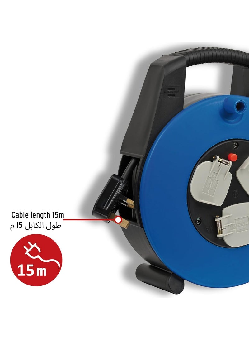 Brennenstuhl Vario Line 3-way socket cable box 15m extension lead portable small plastic cable reel box with carry handle - Image 2
