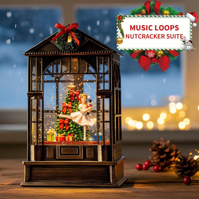 MXwcy Christmas Snow Globe, Lighted Christmas Tree Clara &Nutcracker Scene, Musical Snow Water Lantern Swirling Glittering Holiday Decoration and Gift for Family Children or Friends - Image 3