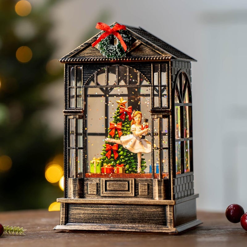 MXwcy Christmas Snow Globe, Lighted Christmas Tree Clara &Nutcracker Scene, Musical Snow Water Lantern Swirling Glittering Holiday Decoration and Gift for Family Children or Friends - Image 1