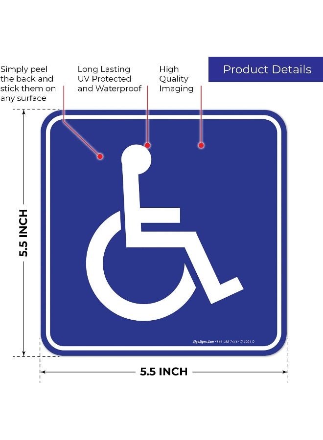 BPA Signs (4 Pack) Handicap Stickers - Disabled Wheelchair Sign, 5.5x5.5 4 Mil Sleek Vinyl Decal Stickers Weather Resistant Long Lasting UV Protected and Waterproof Made in USA - Image 4
